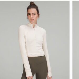 lululemon athletica white opal quarter zip top